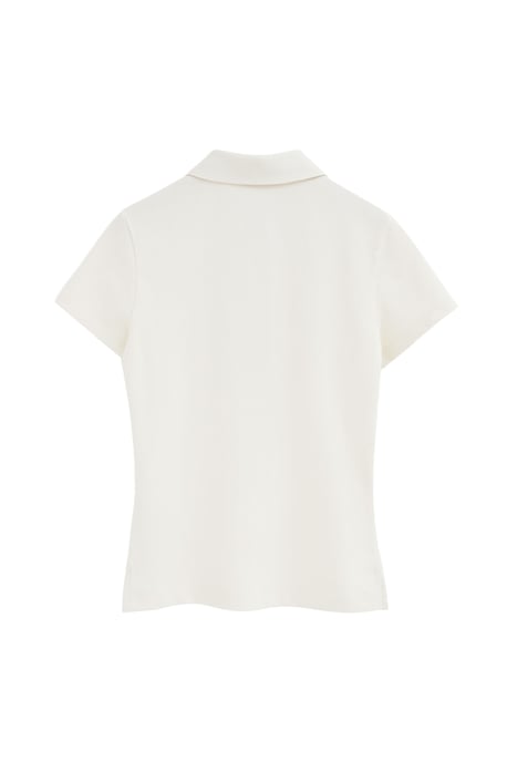 Gebroken witte polo met korte mouwen, slim fit en geborduurd Rigby Go-logo - Image 2