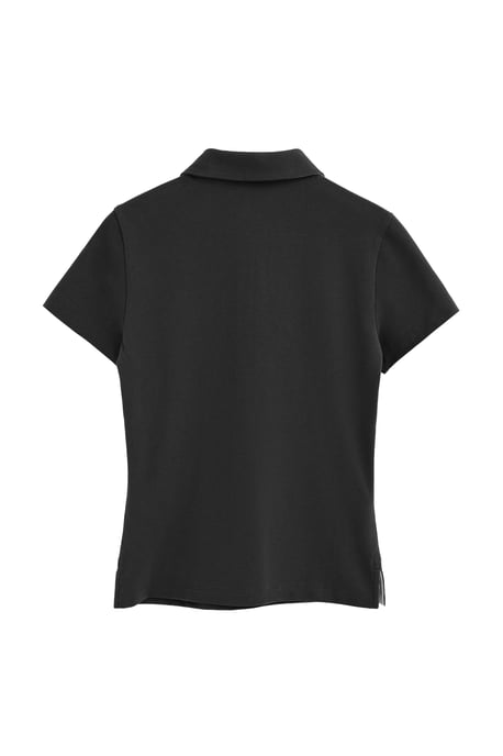 Zwarte polo met korte mouwen, slim fit en geborduurd Rigby Go-logo - Image 2