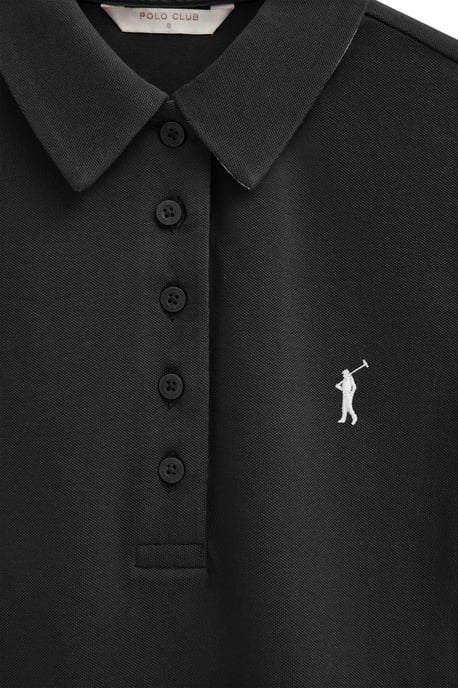Zwarte polo met korte mouwen, slim fit en geborduurd Rigby Go-logo - Image 3