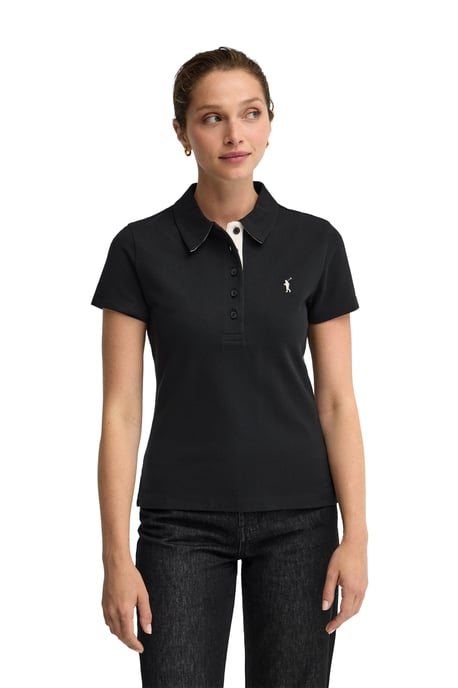 Zwarte polo met korte mouwen, slim fit en geborduurd Rigby Go-logo - Image 4