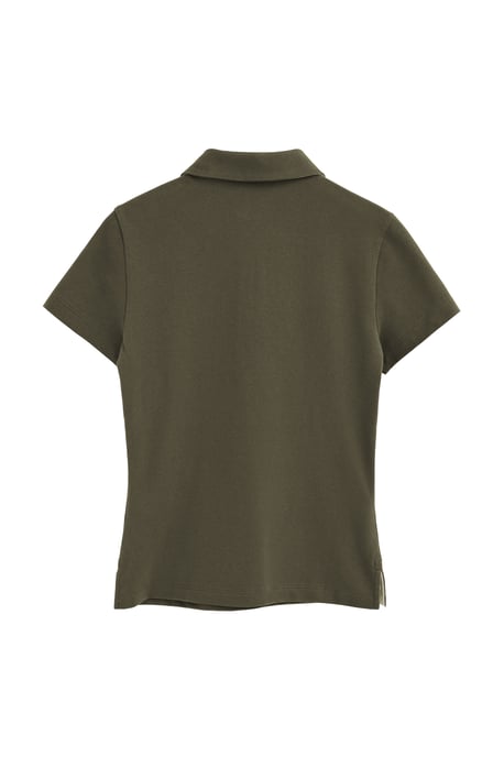 Legergroene polo met korte mouwen, slim fit en geborduurd Rigby Go-logo - Image 2