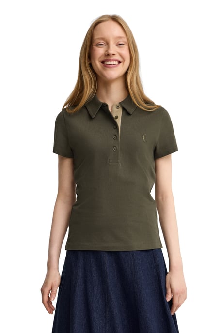 Legergroene polo met korte mouwen, slim fit en geborduurd Rigby Go-logo - Image 4