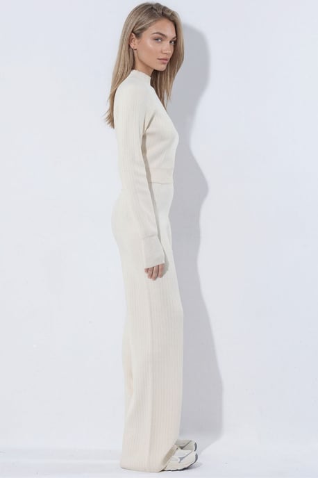 Half Turtleneck Crop Sweater and Pants Knit Set - Image 4