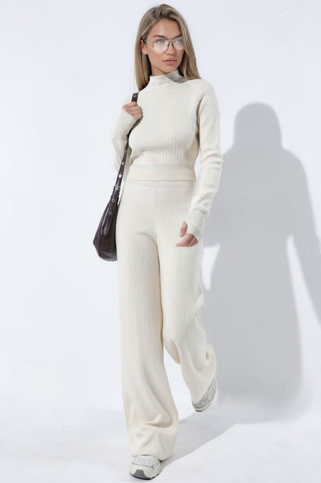 Half Turtleneck Crop Sweater and Pants Knit Set - Image 5