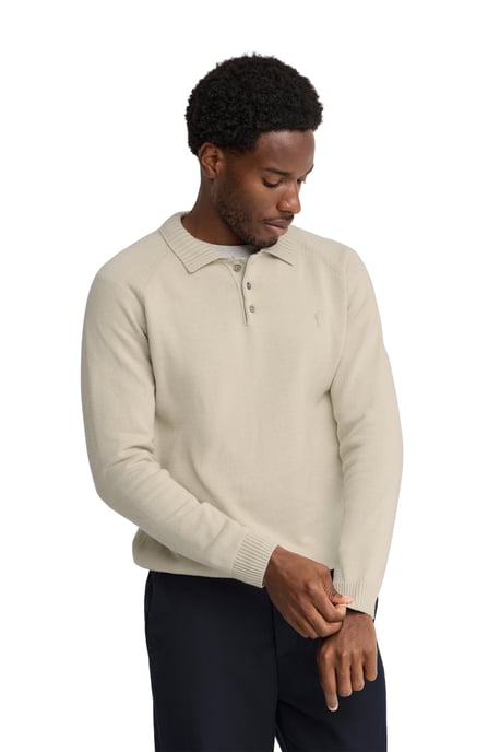 Beige trui van wolmix met polokraag en geborduurd Rigby Go-logo - Image 4
