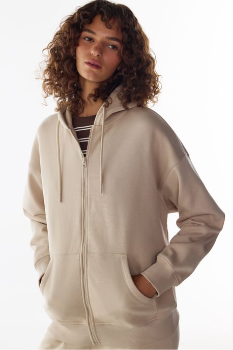 Brushed Zip Hooded Sweatshirt - Image 1