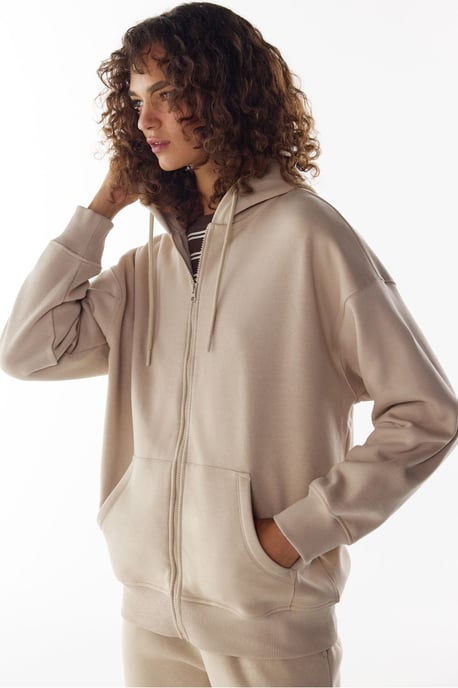 Brushed Zip Hooded Sweatshirt - Image 2