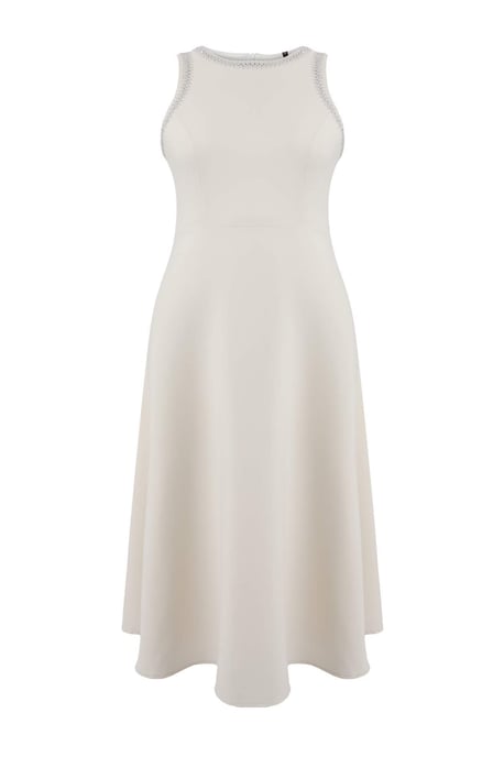 Trendyol Curve Dam Vit Enfärgad Midi Ärmlös Elegant/Kväll A-linje Plus size Klänning - Image 2