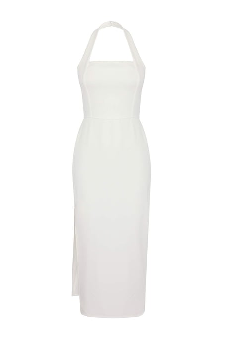TRENDYOLMİLLA Dames Wit Effen Midi Mouwloos Stijlvol/Avond Bodycon Jurken - Image 4