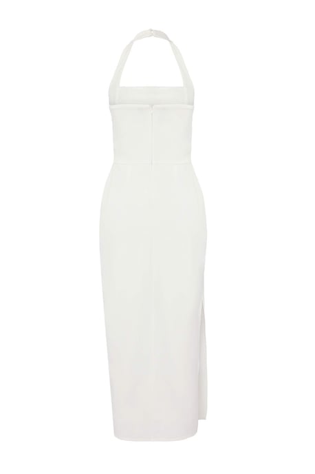 TRENDYOLMİLLA Dames Wit Effen Midi Mouwloos Stijlvol/Avond Bodycon Jurken - Image 5