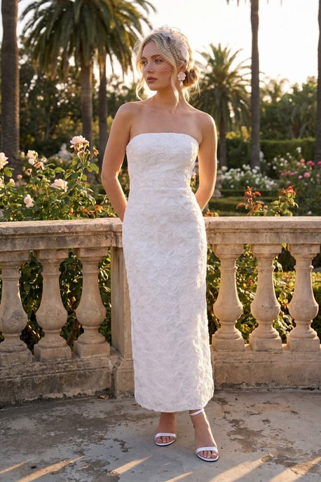 TRENDYOLMİLLA Dames Wit Bloemen Midi Mouwloos Recht Jurken - Image 2