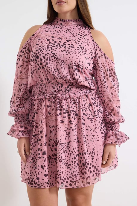 Trendyol Curve Dam Rosa Djurmönster Midi Lång Kväll / Vardag A-linje Plus size Klänning - Image 2