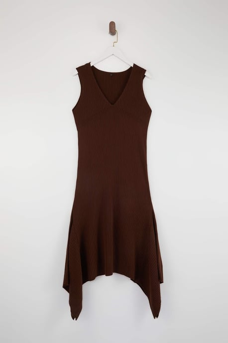Trendyol Curve Dam Brun Enfärgad Midi Ärmlös Casual A-linje Plus size Klänning - Image 3
