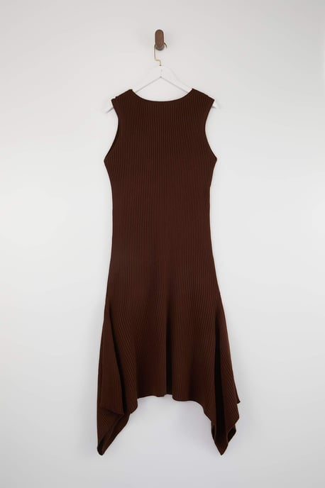 Trendyol Curve Dam Brun Enfärgad Midi Ärmlös Casual A-linje Plus size Klänning - Image 5