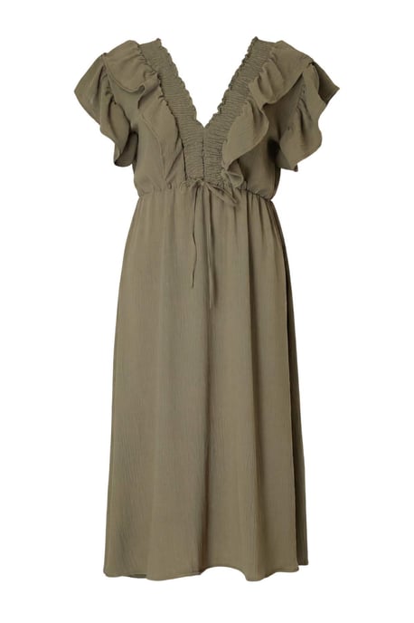 Trendyol Curve Dam Khaki Enfärgad Midi Ärmlös Casual A-linje Plus size Klänning - Image 4