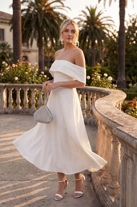 TRENDYOLMİLLA Women's White Plain Midi Sleeveless Stylish/Night Skater Dresses - Image 3