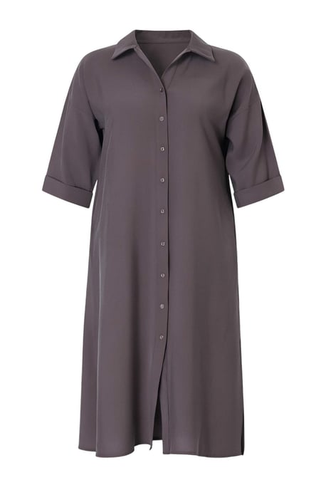 Trendyol Curve Dam Brun Enfärgad Midi Ärmlös Casual Skjortklänning Plus size Klänning - Image 5