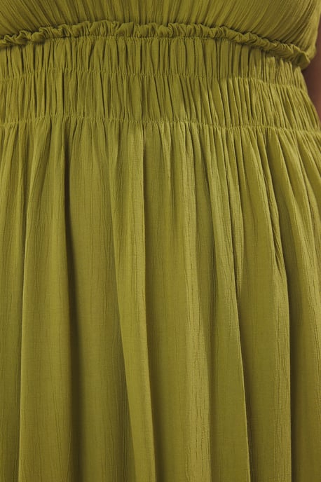 Trendyol Curve Dam Khaki Enfärgad Midi Ärmlös Casual A-linje Plus size Klänning - Image 2