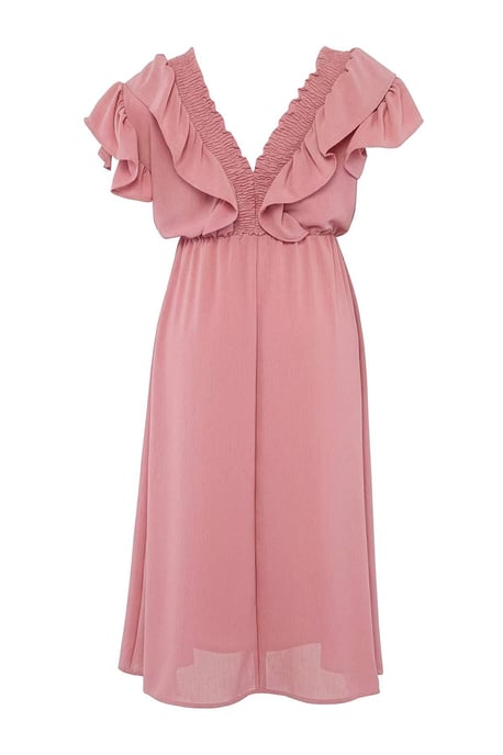 Trendyol Curve Dam Rosa Enfärgad Midi Ärmlös Casual A-linje Plus size Klänning - Image 4