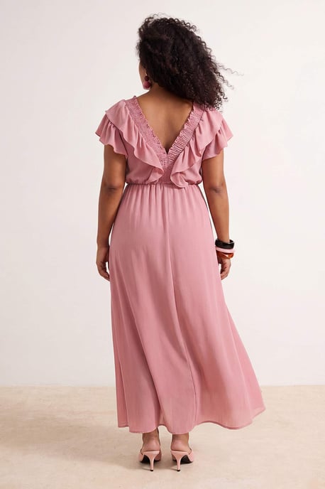 Trendyol Curve Dam Rosa Enfärgad Midi Ärmlös Casual A-linje Plus size Klänning - Image 5