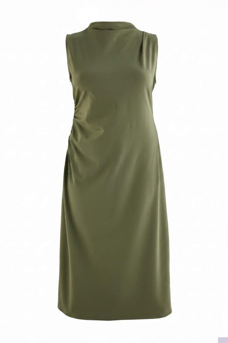 Trendyol Curve Dam Khaki Enfärgad Midi Ärmlös A-linje Plus size Klänning - Image 4