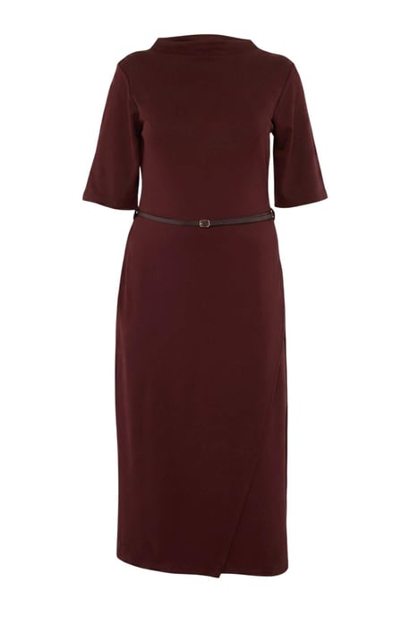 Trendyol Curve Dam Brun Enfärgad Midi Kort A-linje Plus size Klänning - Image 4