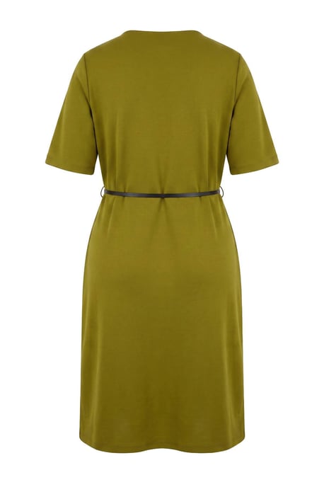 Trendyol Curve Dames Kaki Effen Midi Kort A-lijn Grote maten Jurk - Image 5