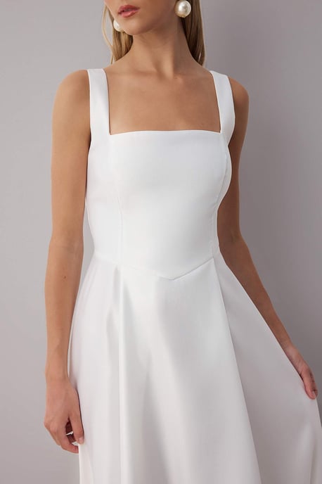 TRENDYOLMİLLA Women's White Plain Midi Sleeveless Stylish/Night Skater Dresses - Image 4