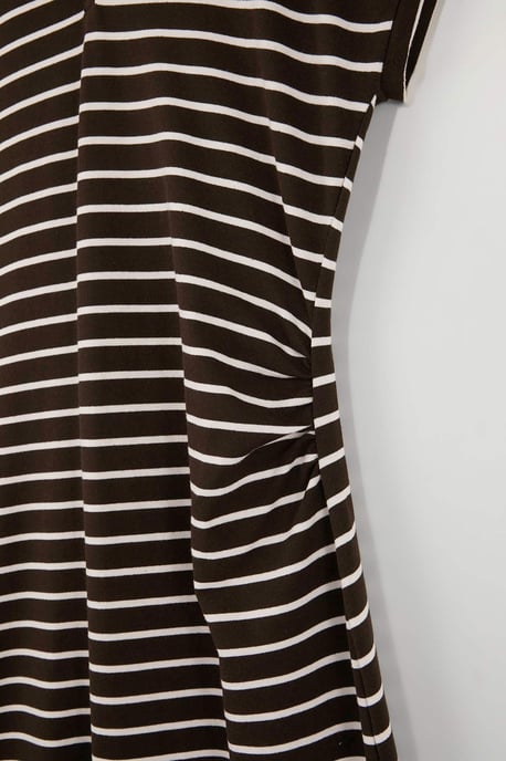 Trendyol Curve Dam Brun Randig Midi Kort Casual A-linje Plus size Klänning - Image 3