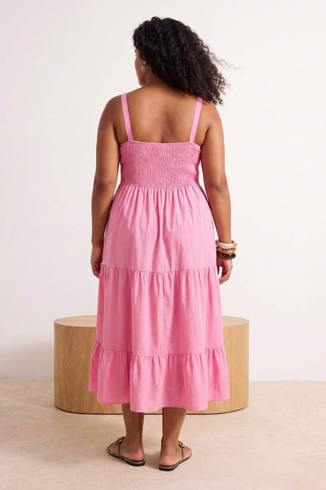 Trendyol Curve Dam Rosa Enfärgad Midi Ärmlös Kväll / Vardag Skater Plus size Klänning - Image 3