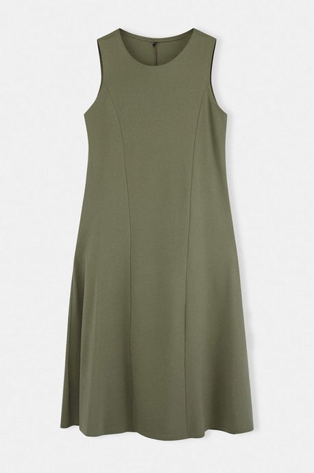 Trendyol Curve Dam Khaki Enfärgad Midi Ärmlös Casual A-linje Plus size Klänning - Image 3