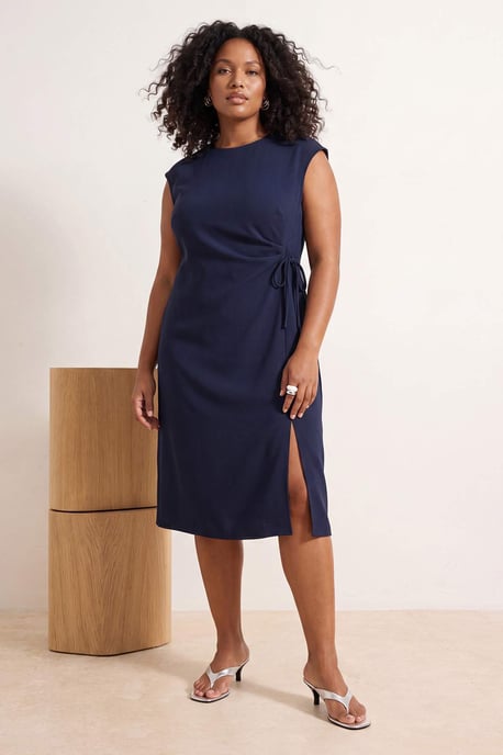 Trendyol Curve Dam Grön Enfärgad Midi Ärmlös Bodycon Plus size Klänning - Image 6