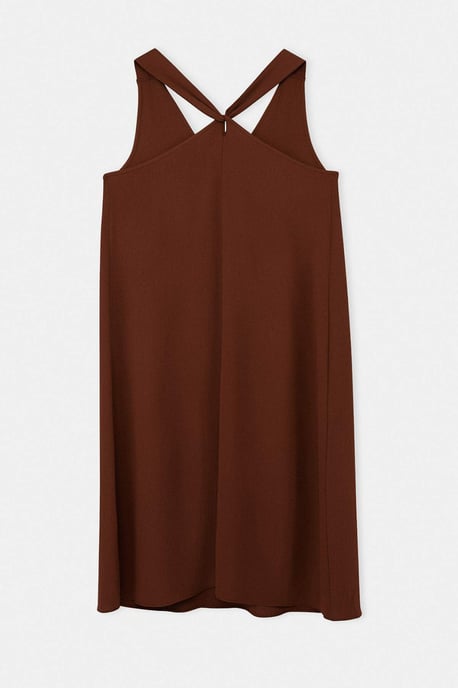 Trendyol Curve Dam Brun Enfärgad Midi Ärmlös Casual A-linje Plus size Klänning - Image 5