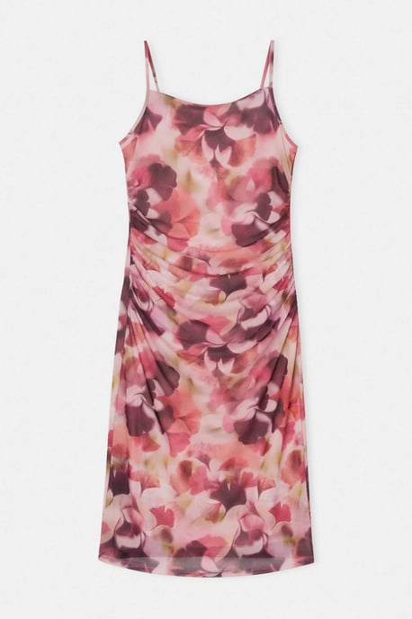 Trendyol Curve Dam Rosa Blommig Midi Ärmlös Rak Plus size Klänning - Image 4