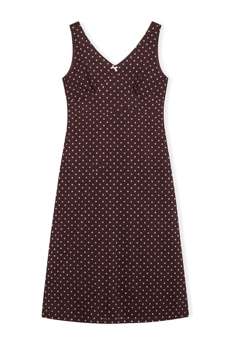 Trendyol Curve Dam Brun Prickig Midi Ärmlös Casual A-linje Plus size Klänning - Image 4