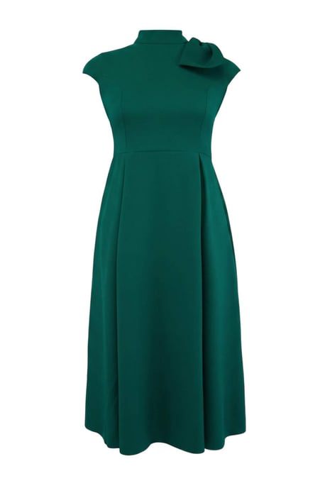 Trendyol Curve Dam Grön Enfärgad Midi Kort Fest Skater Plus size Klänning - Image 3