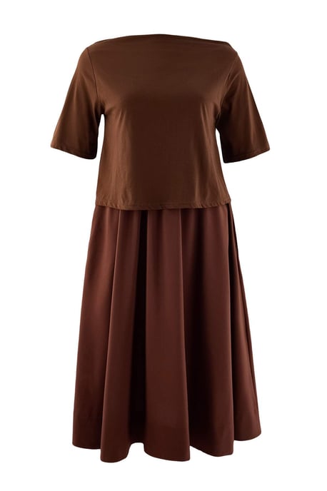 Trendyol Curve Dam Brun Enfärgad Midi Kort Rak Plus size Klänning - Image 3