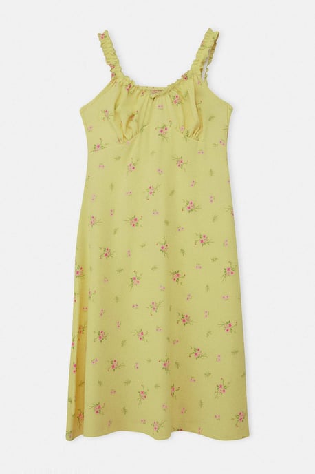 Trendyol Curve Dam Gul Blommig Midi Ärmlös Casual A-linje Plus size Klänning - Image 3