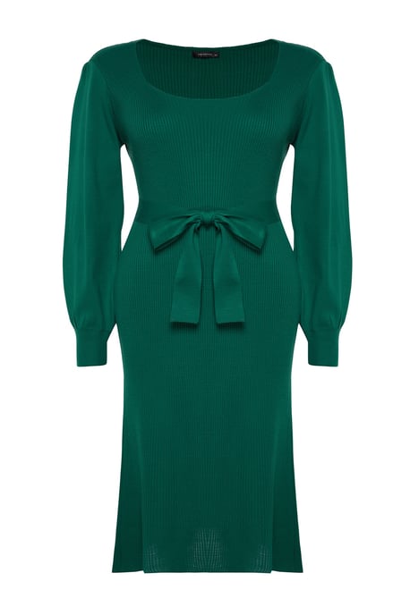 Trendyol Curve Dam Grön Enfärgad Midi Lång Casual Bodycon Plus size Klänning - Image 5