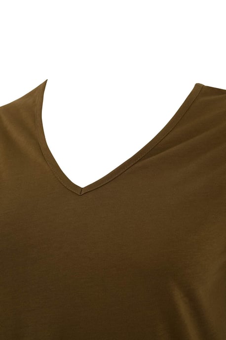 Trendyol Curve Dam Khaki Enfärgad Midi Kort Casual Rak Plus size Klänning - Image 3