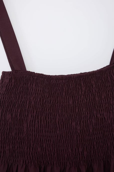 Trendyol Curve Dam Vinröd Enfärgad Midi Ärmlös Kväll / Vardag Skater Plus size Klänning - Image 4