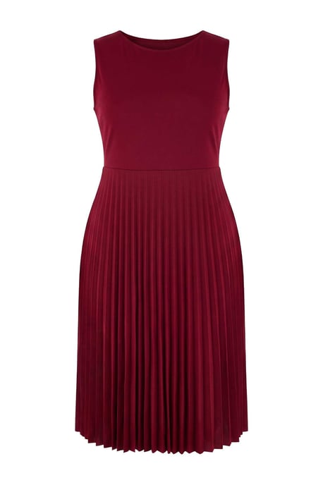 Trendyol Curve Dam Vinröd Enfärgad Midi Ärmlös Casual A-linje Plus size Klänning - Image 2