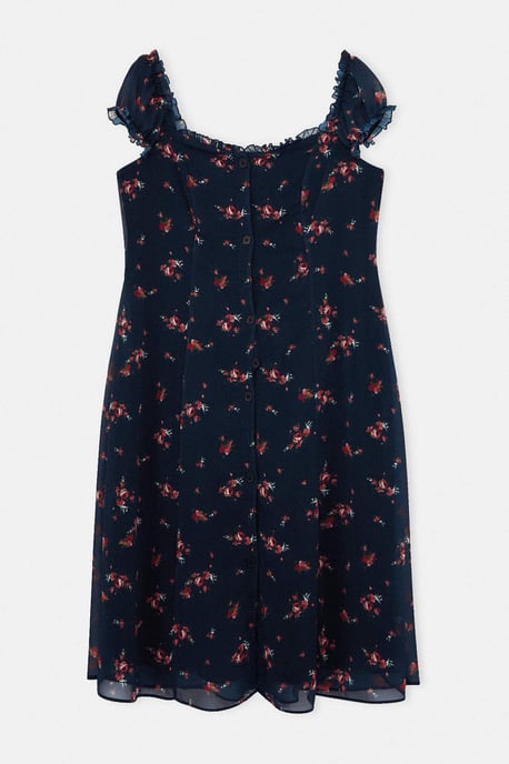 Trendyol Curve Dam Mörkblå Blommig Midi Kort Casual A-linje Plus size Klänning - Image 3