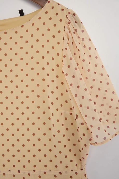 Trendyol Curve Dam Ecru Djurmönster Midi Kort Casual A-linje Plus size Klänning - Image 4