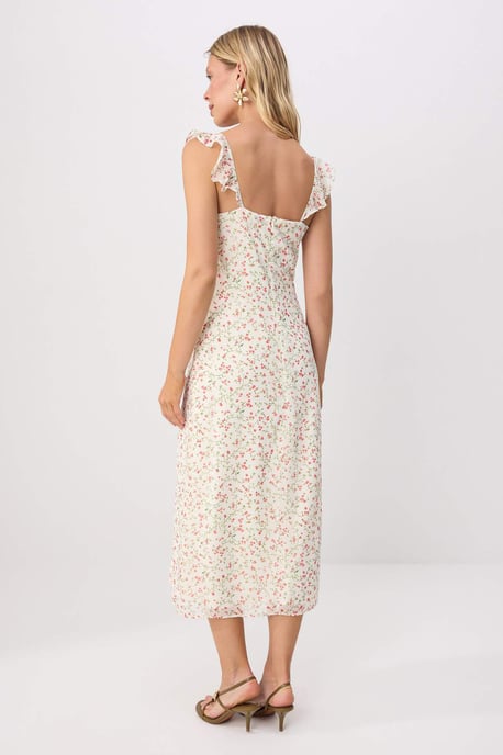TRENDYOLMİLLA Women's Ecru Floral Midi Sleeveless Evening / Daily A-line Dresses - Image 3