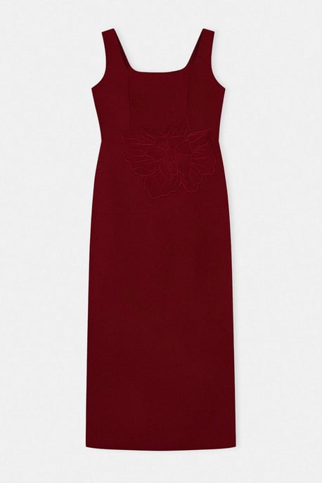 Trendyol Curve Dam Vinröd Strukturerad Midi Ärmlös Bodycon Plus size Klänning - Image 3