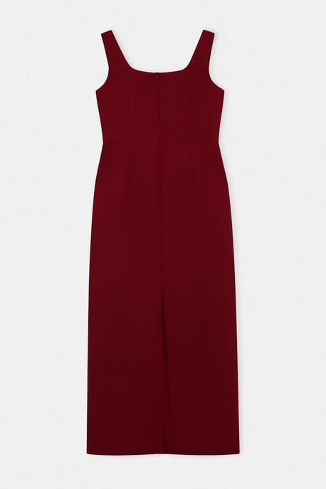 Trendyol Curve Dam Vinröd Strukturerad Midi Ärmlös Bodycon Plus size Klänning - Image 5