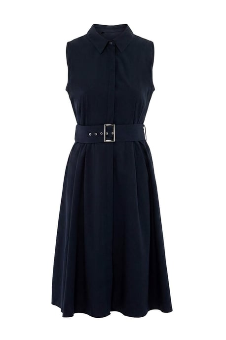 Trendyol Curve Dam Mörkblå Enfärgad Midi Ärmlös Skjortklänning Plus size Klänning - Image 3