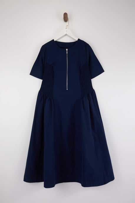 Trendyol Curve Dam Mörkblå Enfärgad Midi Kort Casual Skater Plus size Klänning - Image 3
