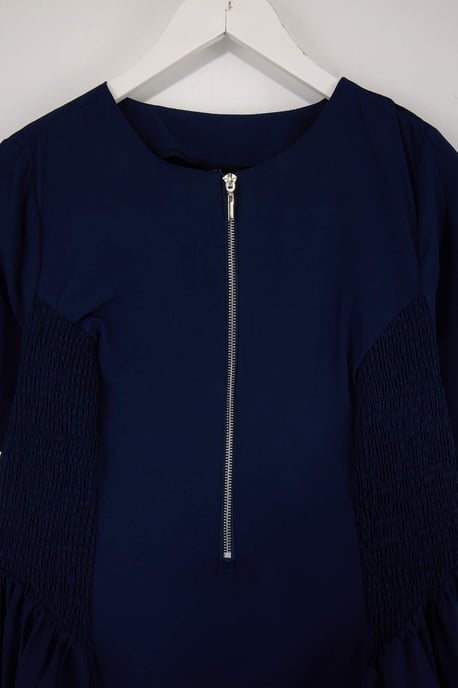 Trendyol Curve Dam Mörkblå Enfärgad Midi Kort Casual Skater Plus size Klänning - Image 4